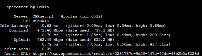 Test łącza internetowego speedtest cli