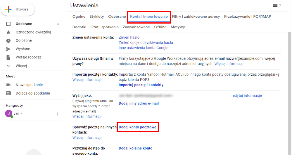 Integracja z Gmail - konta i importownaie
